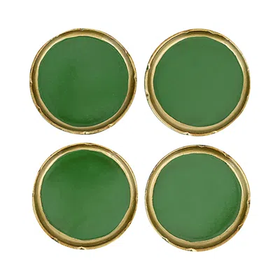 Vietri Florentine Wooden Accessories Coasters, Set Of 4 In Green