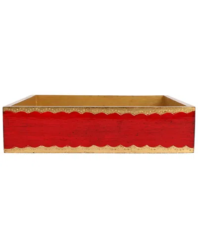 Vietri Florentine Wooden Accessories Dinner Napkin Holder In Red