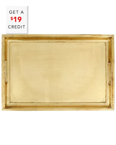 VIETRI VIETRI FLORENTINE WOODEN ACCESSORIES GOLD MEDIUM RECTANGULAR TRAY  WITH $19 CREDIT