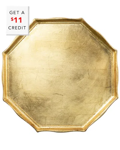 VIETRI VIETRI FLORENTINE WOODEN ACCESSORIES GOLD OCTAGONAL TRAY  WITH $11 CREDIT
