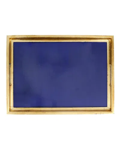 Vietri Florentine Wooden Accessories Large Rectangular Tray In Blue