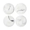 Vietri Florentine Wooden Accessories Marble Coasters, Set Of 4 In White