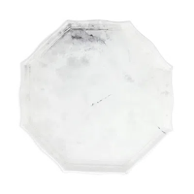 Vietri Florentine Wooden Accessories Marble Look Octagonal Tray In White