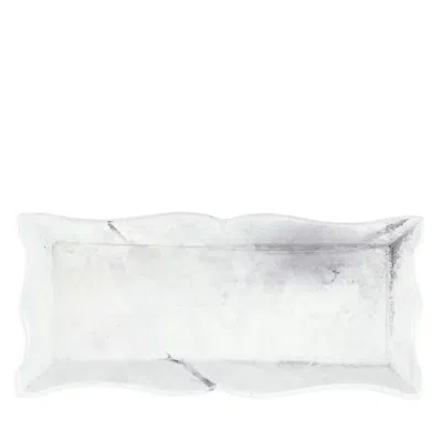 Vietri Florentine Wooden Accessories Marble Look Small Rectangular Tray In White