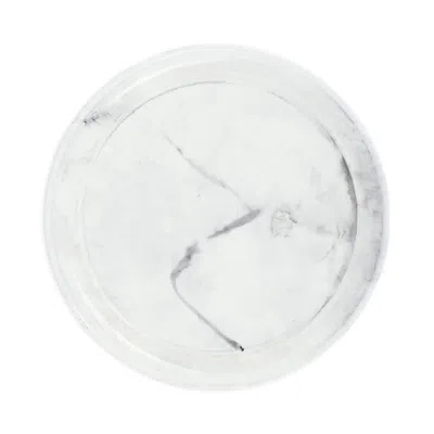Vietri Florentine Wooden Accessories Marble Look Small Round Tray In White