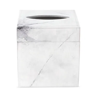 Vietri Florentine Wooden Accessories Marble Look Tissue Box In White