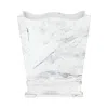Vietri Florentine Wooden Accessories Marble Look Waste Basket In White