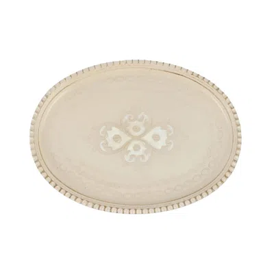 Vietri Florentine Wooden Accessories Taupe Small Oval Tray In Neutral