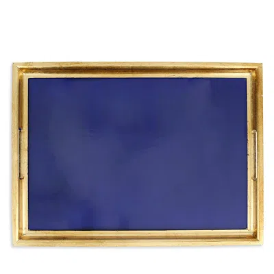 Vietri Florentine Wooden Rectangular Tray - Large In Blue