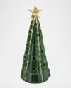 Vietri Foresta Large Tree With Ribbon & Gold Star Christmas Decor In Green