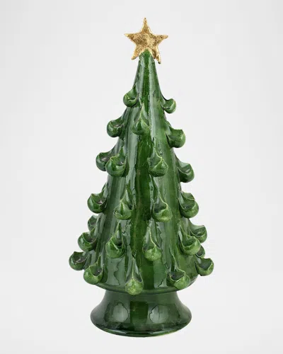 Vietri Foresta Medium Christmas Tree Decor With Golden Star In Green