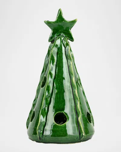Vietri Foresta Mini Ribbon Tree Christmas Decor In Green