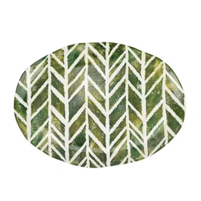 Vietri Foresta Primavera Geometric Medium Oval Platter In Green