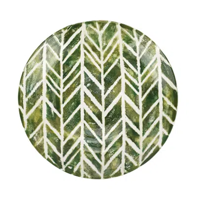 Vietri Foresta Primavera Geometric Serving Bowl In Green