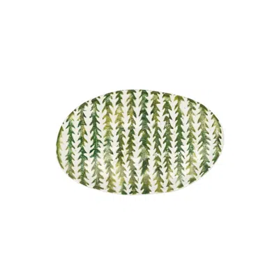 Vietri Foresta Primavera Leaves Small Oval Platter In Green