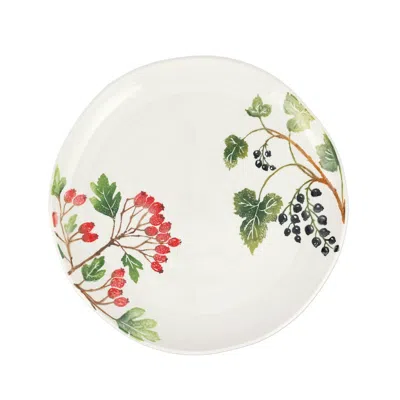 Vietri Foresta Primavera Mixed Berries Round Platter In White