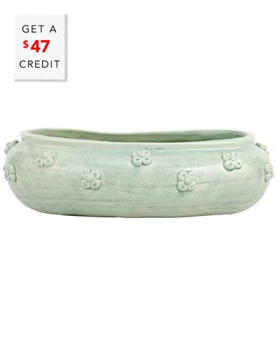 Vietri Giardino Di Fiori Celadon Oval Planter In Green