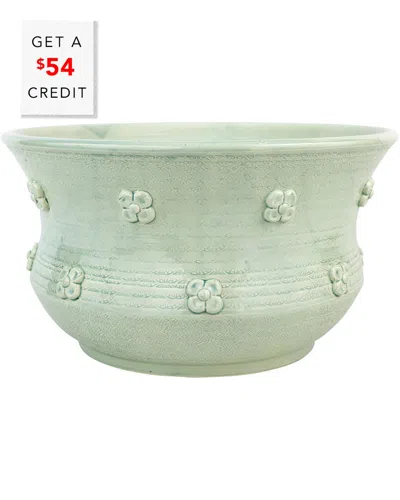 Vietri Giardino Di Fiori Celadon Round Planter With $54 Credit In Green