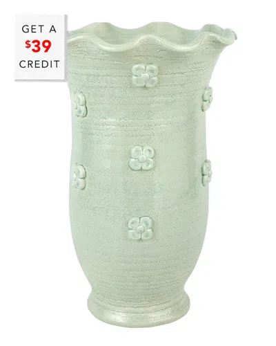 Vietri Giardino Di Fiori Celadon Tall Vase With $39 Credit In Green