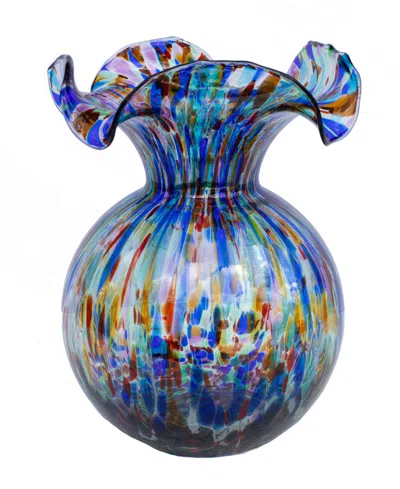 Vietri Hibiscus 96 Oz. Glass Carnevale Medium Fluted Vase In Multi