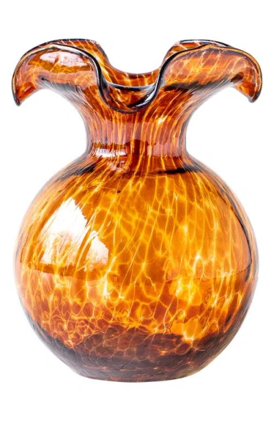 Vietri Hibiscus Fluted Glass Vase In Brown