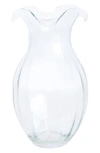 Vietri Hibiscus Fluted Glass Vase In Clear