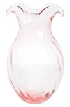 Vietri Hibiscus Fluted Glass Vase In Pink