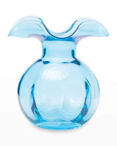 Vietri Hibiscus Glass Aqua Medium Fluted Vase In Blue