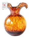 Vietri Hibiscus Glass Brown Tortoiseshell Medium Fluted V With $15 Credit