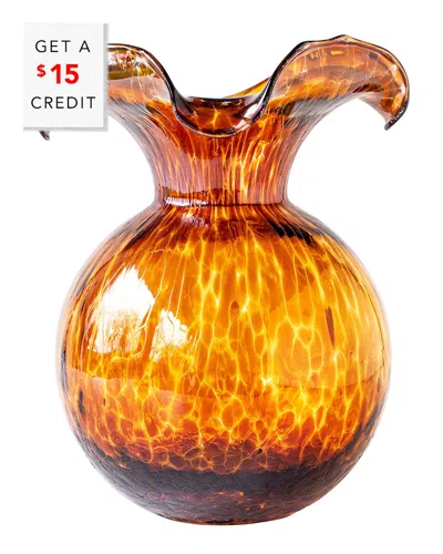 Vietri Hibiscus Glass Brown Tortoiseshell Medium Fluted V With $15 Credit