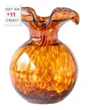 Vietri Hibiscus Glass Tortoiseshell Small Fluted Vase