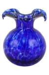 Vietri Hibiscus Glass Cobalt Tortoiseshell Bud Vase In Blue