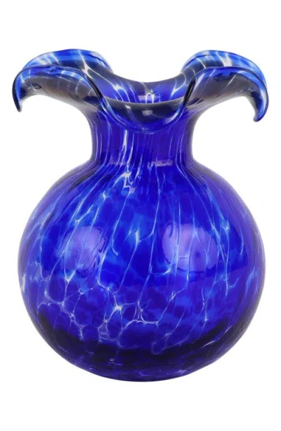 Vietri Hibiscus Glass Cobalt Tortoiseshell Bud Vase In Blue