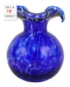 Vietri Hibiscus Glass Cobalt Tortoiseshell Bud Vase