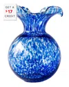 Vietri Hibiscus Glass Cobalt Tortoiseshell Large Fluted Vase