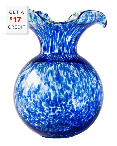 VIETRI VIETRI HIBISCUS GLASS COBALT TORTOISESHELL LARGE FLUTED VASE  WITH $17 CREDIT