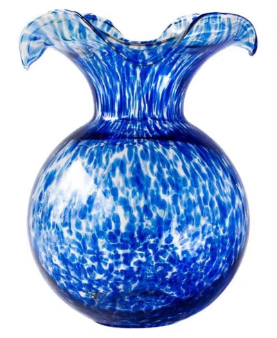 Vietri Hibiscus Glass Cobalt Tortoiseshell Large Fluted Vase In Blue