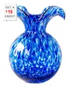Vietri Hibiscus Glass Cobalt Tortoiseshell Large Fluted Vase