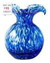 Vietri Hibiscus Glass Cobalt Tortoiseshell Small Fluted Vase In Blue