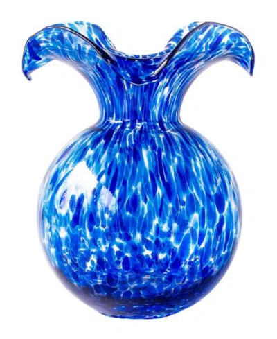 VIETRI HIBISCUS GLASS COBALT TORTOISESHELL SMALL FLUTED VASE