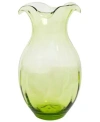 Vietri Hibiscus Glass Vertical Fluted Medium Vase In Green