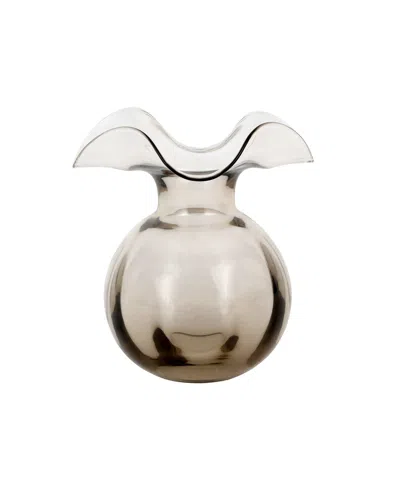 Vietri Hibiscus Glass Medium Fluted Vase In Gray