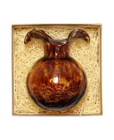 Vietri Hibiscus Glass Tortoiseshell Bud Vase In Brown