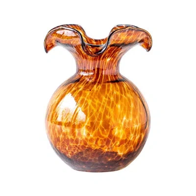 Vietri Hibiscus Glass Tortoiseshell Fluted Vase In Brown