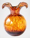 Vietri Hibiscus Glass Tortoiseshell Medium Fluted Vase In Brown