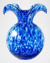 Vietri Hibiscus Glass Cobalt Tortoiseshell Small Fluted Vase In Cobalt