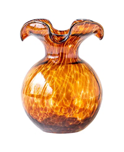 Vietri Hibiscus Glass Tortoiseshell Small Fluted Vase In Gold