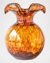 Vietri Hibiscus Glass Tortoiseshell Small Fluted Vase In Brown