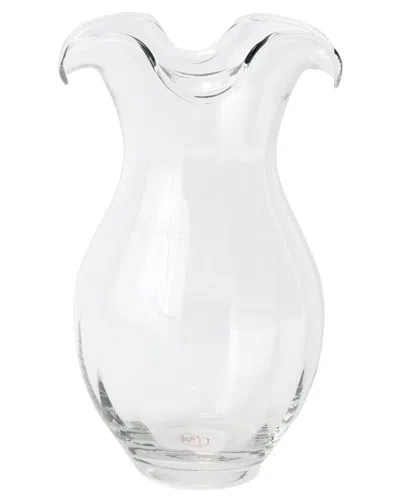 Vietri Hibiscus Glass Vertical Fluted Medium Vase In Transparent