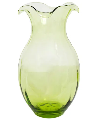 Vietri Hibiscus Glass Vertical Fluted Vase, Large In Green